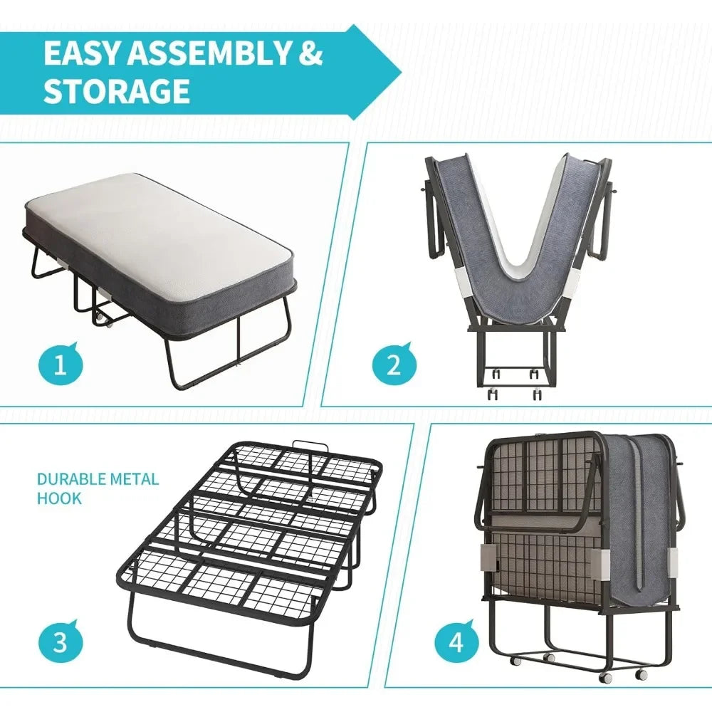 Folding Rollaway Bed with foam mattress