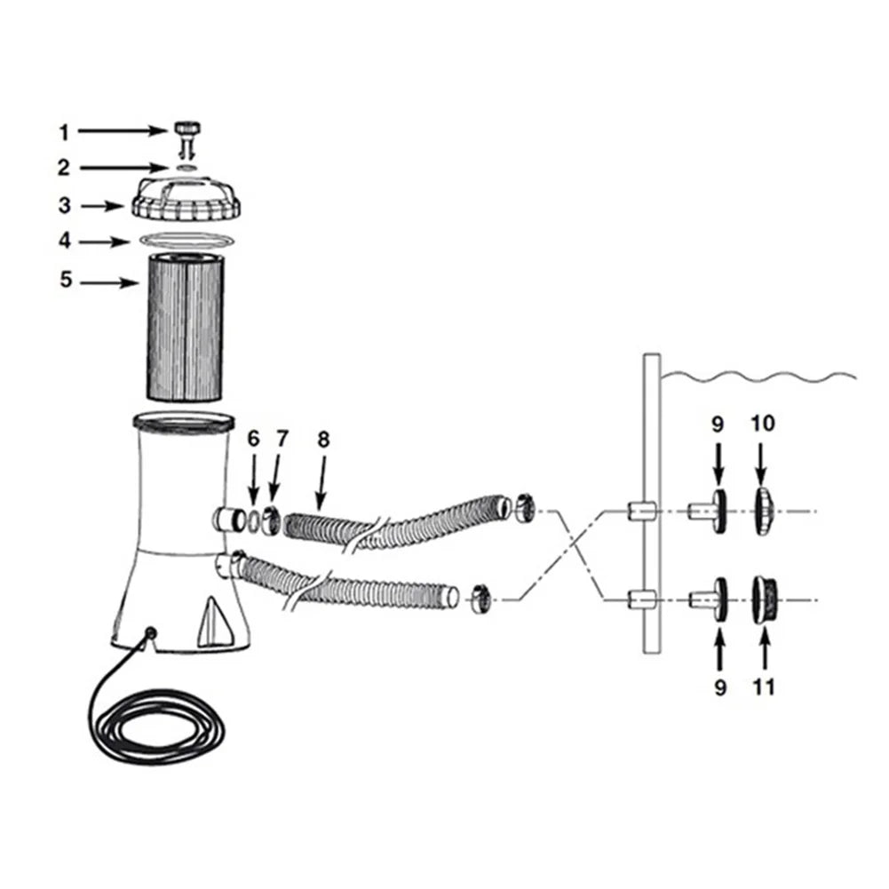 IN&TEX 28604/58604 Swimming Pool  530 GPH Filter Cartridge Pump & 1/4" Diameter Hose