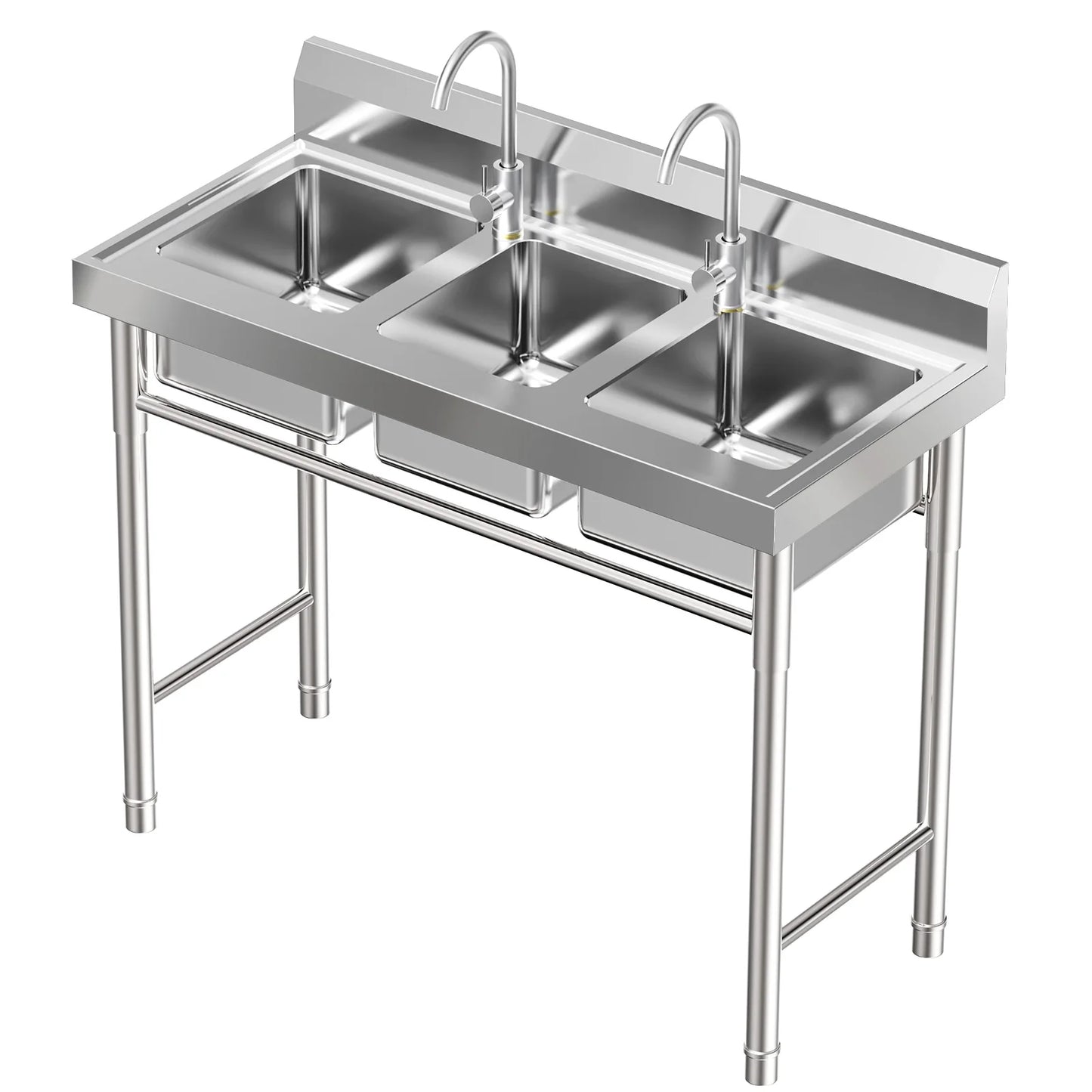 3 Compartment Kitchen Sink Stainless Steel with Faucets