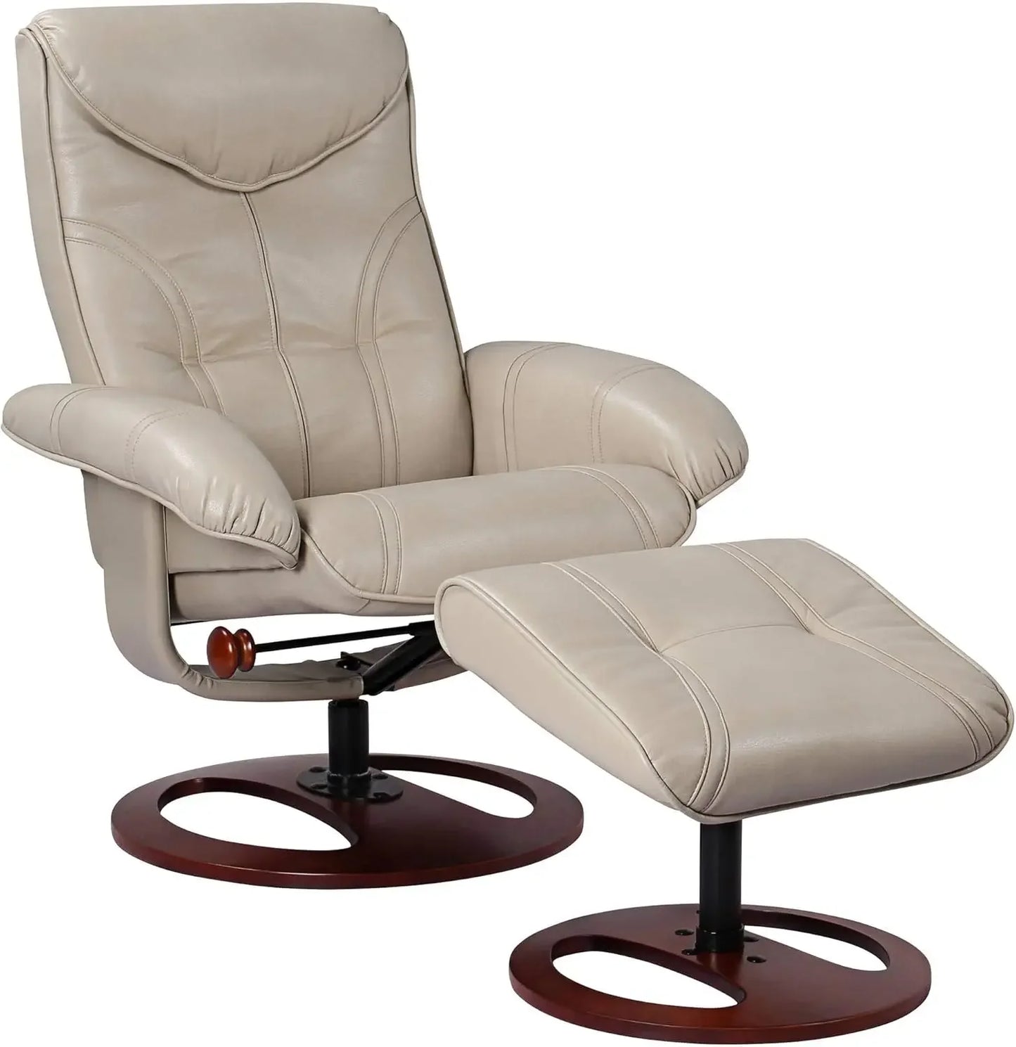 Taupe Swivel Faux Leather Recliner  with Ottoman Footrest