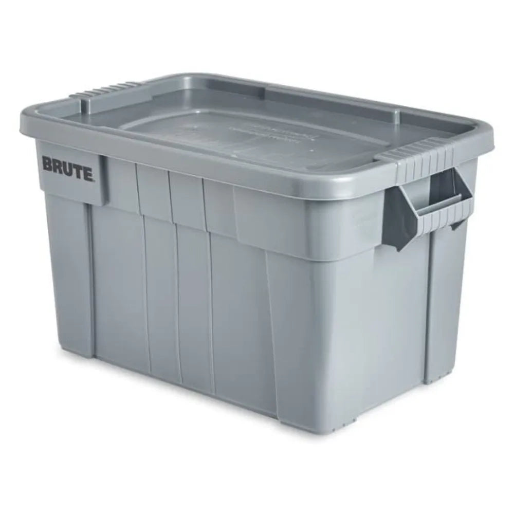 Tote Storage Bin with Lid, 20-Gallon, Gray