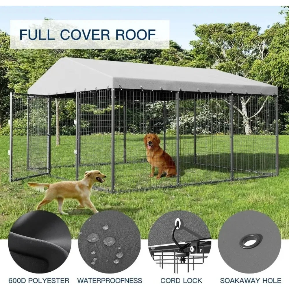 Large Outdoor Dog Kennel with Roof