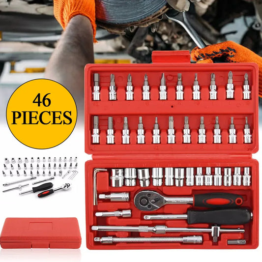 46pcs Metric Flexible Head 1/4 inch drive Ratcheting Wrench