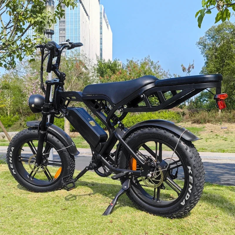 electric bike upgraded off-road with rear seat/rack