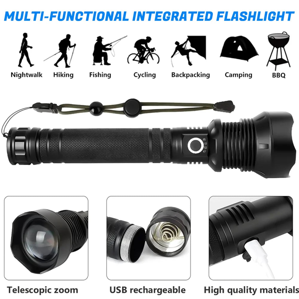 Super Bright  LED Flashlight Usb Rechargeable