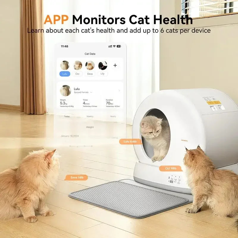 APP Control Smart Cat Litter Box with Mat & Liner