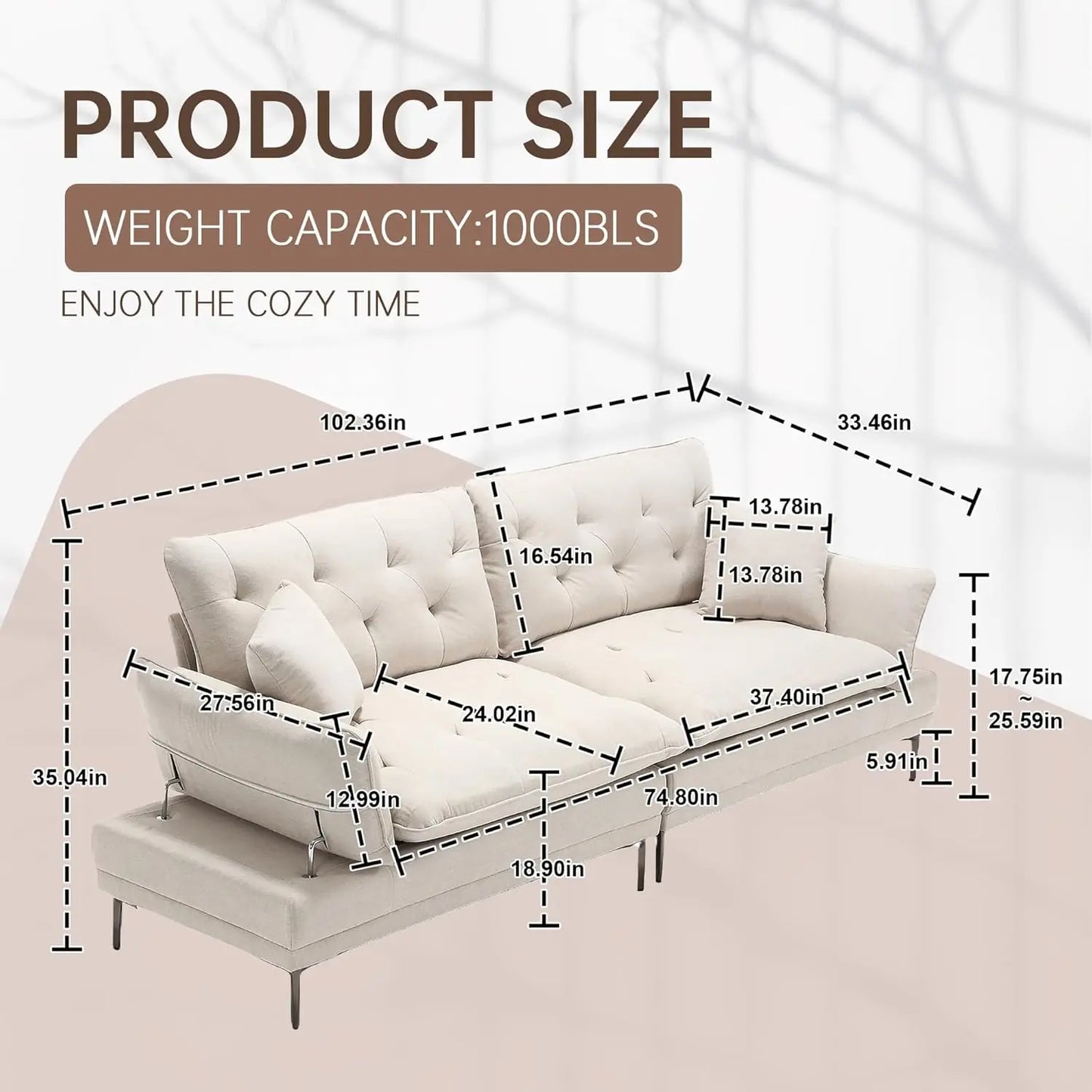 Modern Convertible Futon Sofa Bed