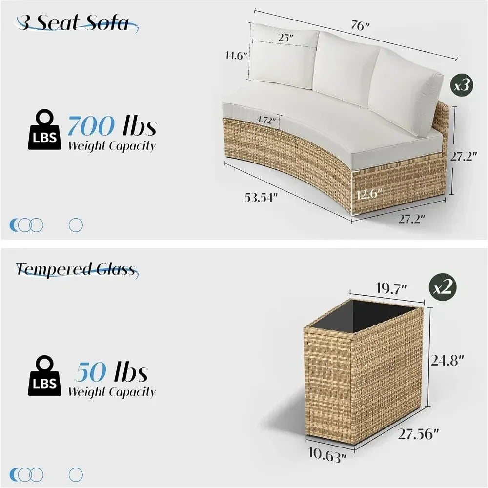 Outdoor Patio Furniture with Cushions & Wedge Table