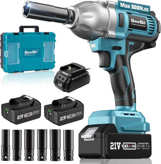 Cordless Electric Impact Wrench 1/2 inch, 665Ft-lbs(900N.m)