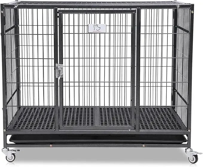 37 inch Stackable Open Top Dog Crate with Wheels and Removable Tray