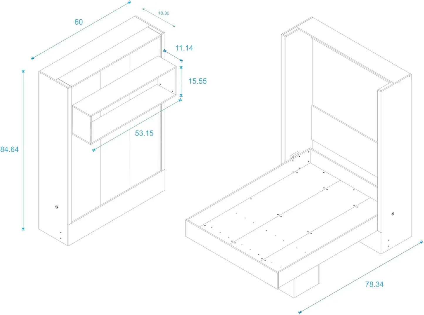 Easy-Lift Full Murphy Wall Bed with Shelf