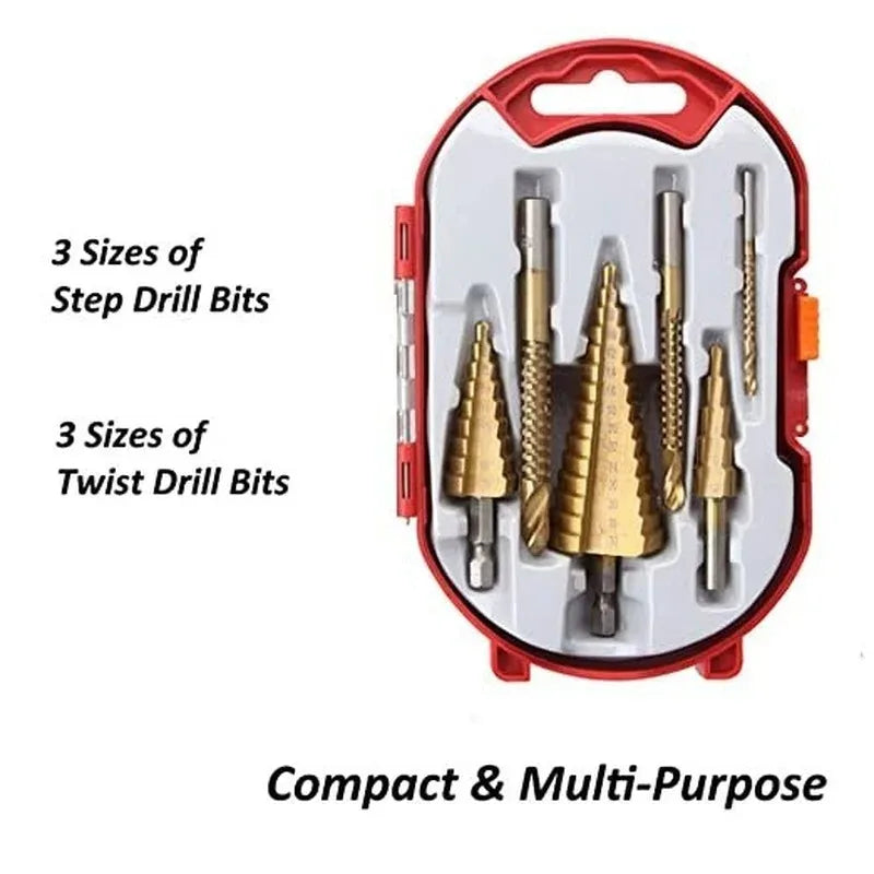 6 PCS/set Titanium Coated Drill Bit Set