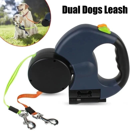 Self-retracting leash with LED light