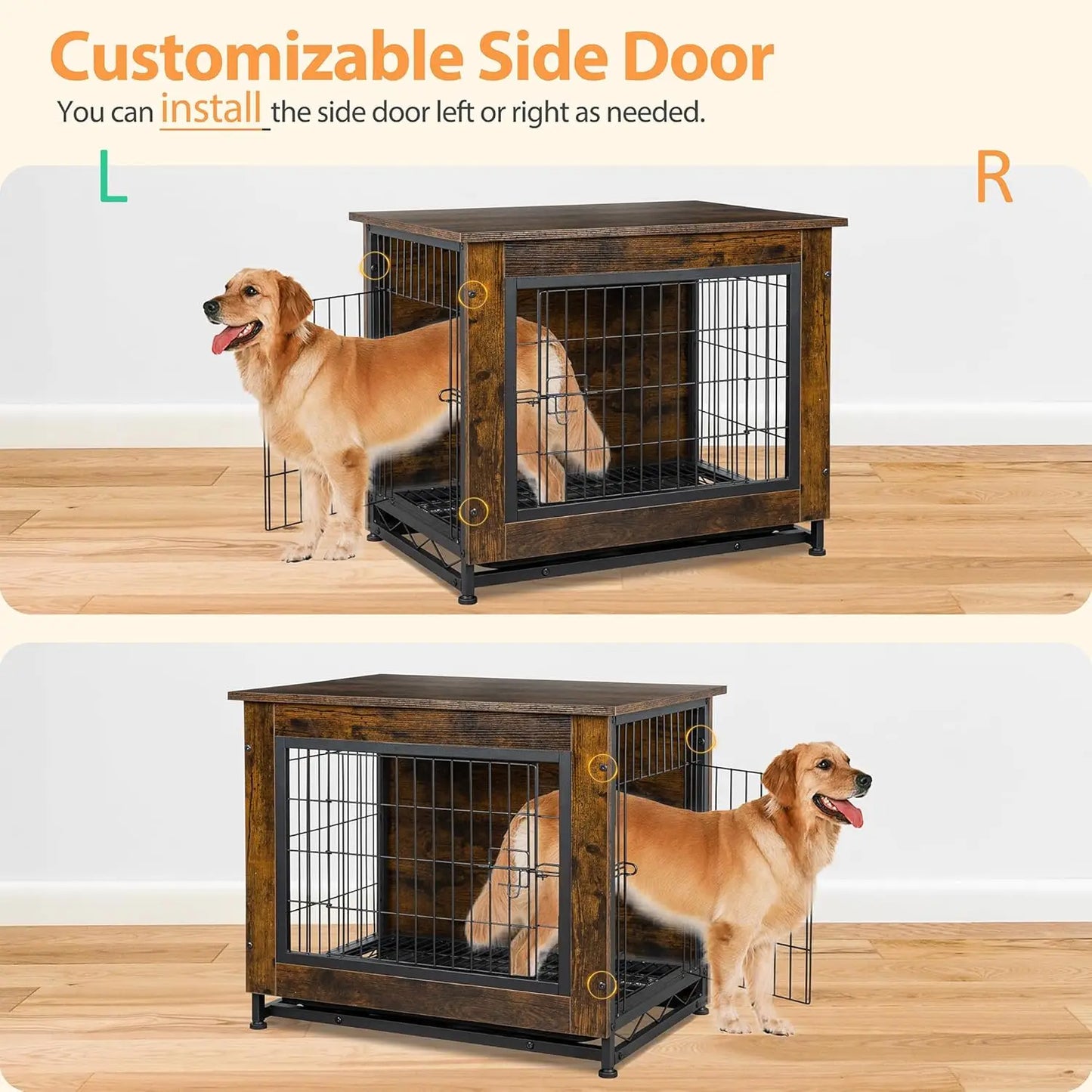 XL Double-Door Kennel Indoor with Removable Tray