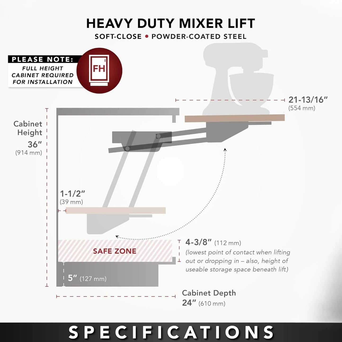 Mixer/Appliance Lifting System w/Shelf