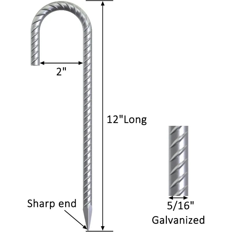 55 Pack 12" Galvanized Rebar Stakes Heavy Duty