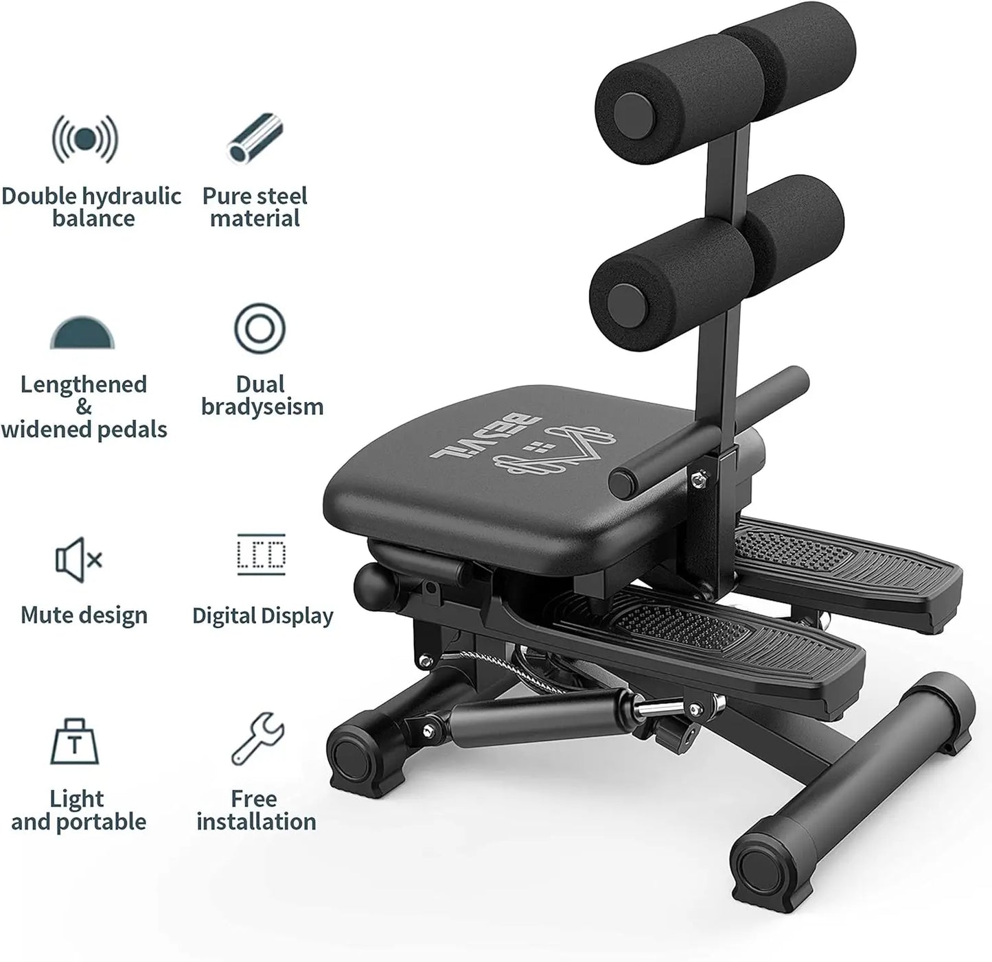 Stair Stepper with Resistance Bands, Ab Crunch Machine