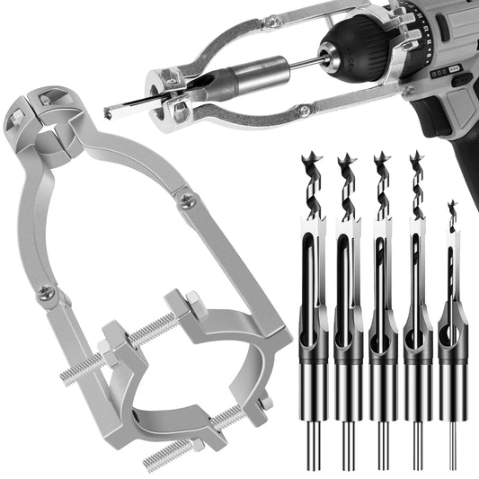 Square Hole Drill Bit Adapter With 5 Drill Bits